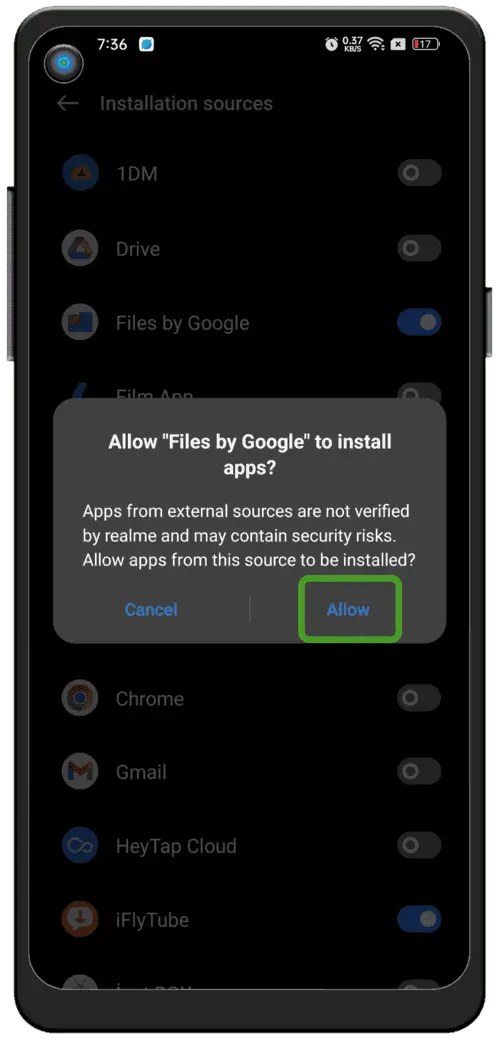Enable Unknown Sources